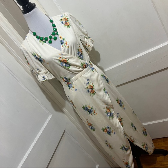 New with tags Madewell Cream Floral Long Sleeve Dress women's size 8 - Picture 4 of 16